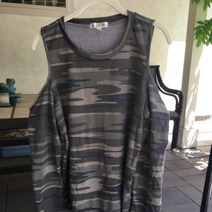 Cold Shoulder Camoflauge Sweatshirt
